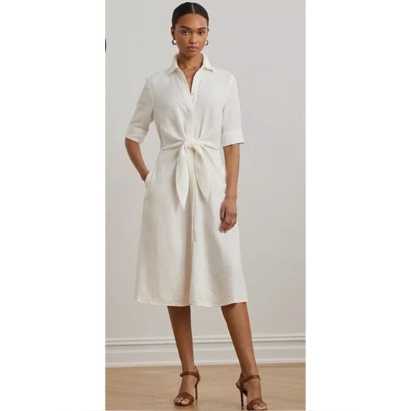 Lauren Ralph Lauren Dresses & Skirts - LAUREN Ralph Lauren Women's Linen Shirtdress in  White Size 0~ Pristine